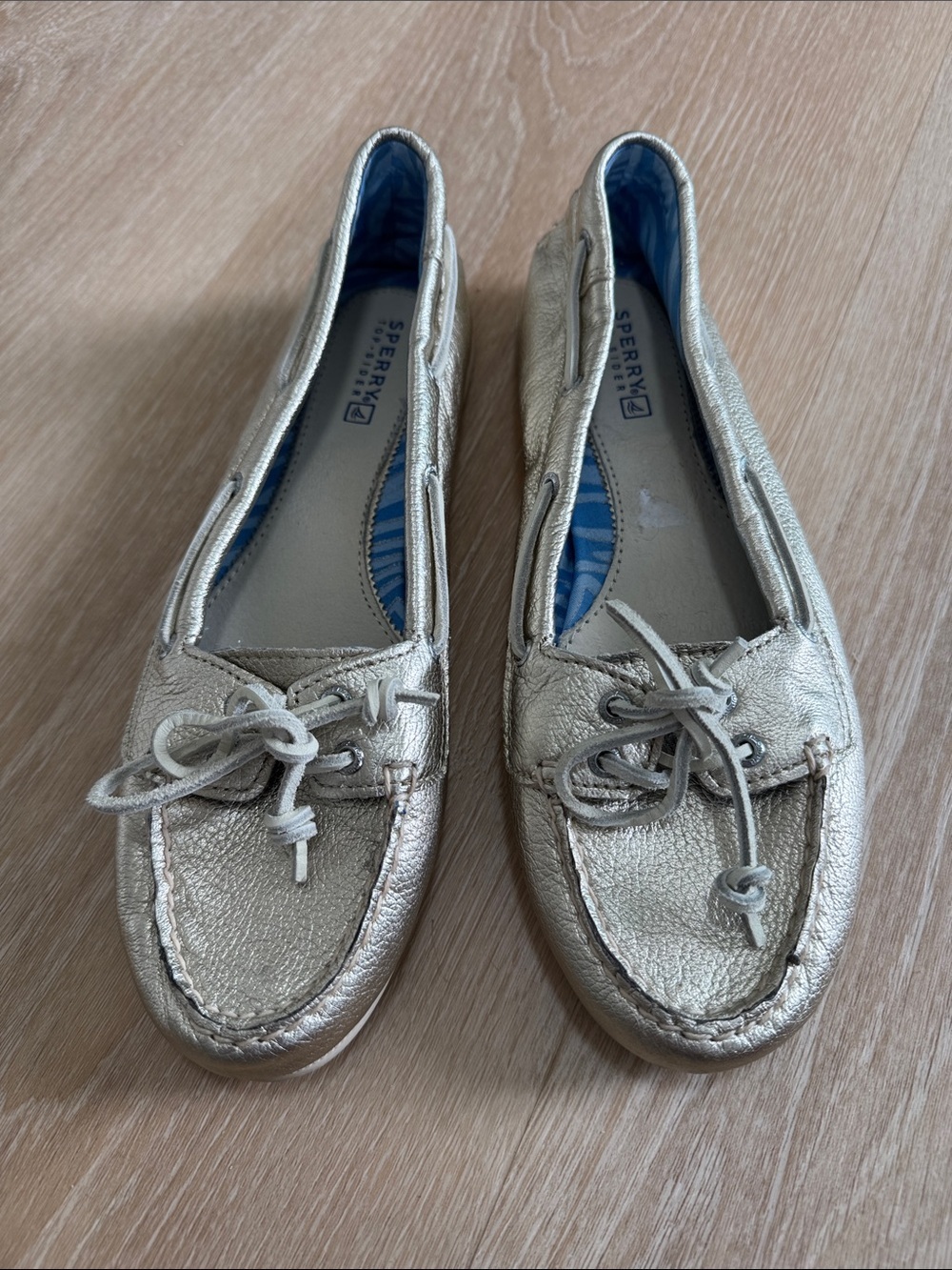 Sperry Metallic Gold Leather Moccasin Flats